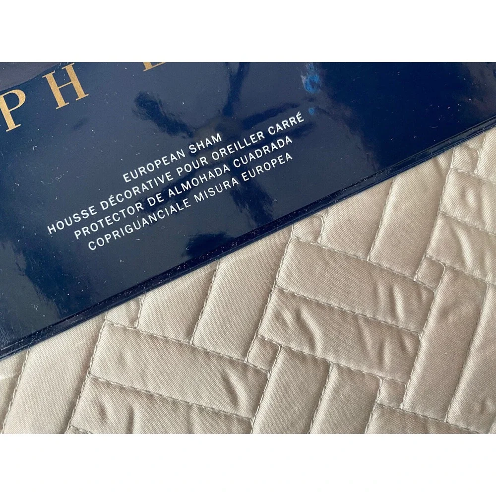 Ralph Lauren home Greenwich 300 Thread Count Sateen Euro Sham Vintage‎ Silver